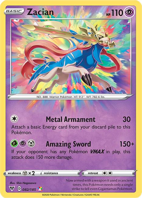 Zacian 082/185 / Amazing Rare - SWSH04: Vivid Voltage (SWSH04) Pokémon Card TCG