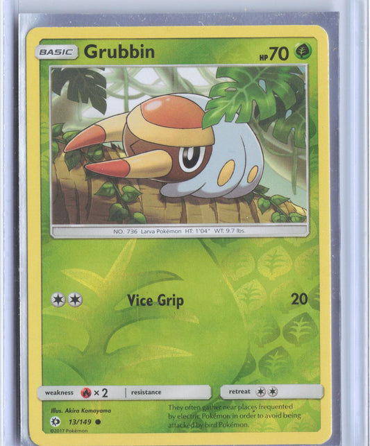 Grubbin 13/149 Common SM Base Set Pokemon Reverse Holo TCG Card