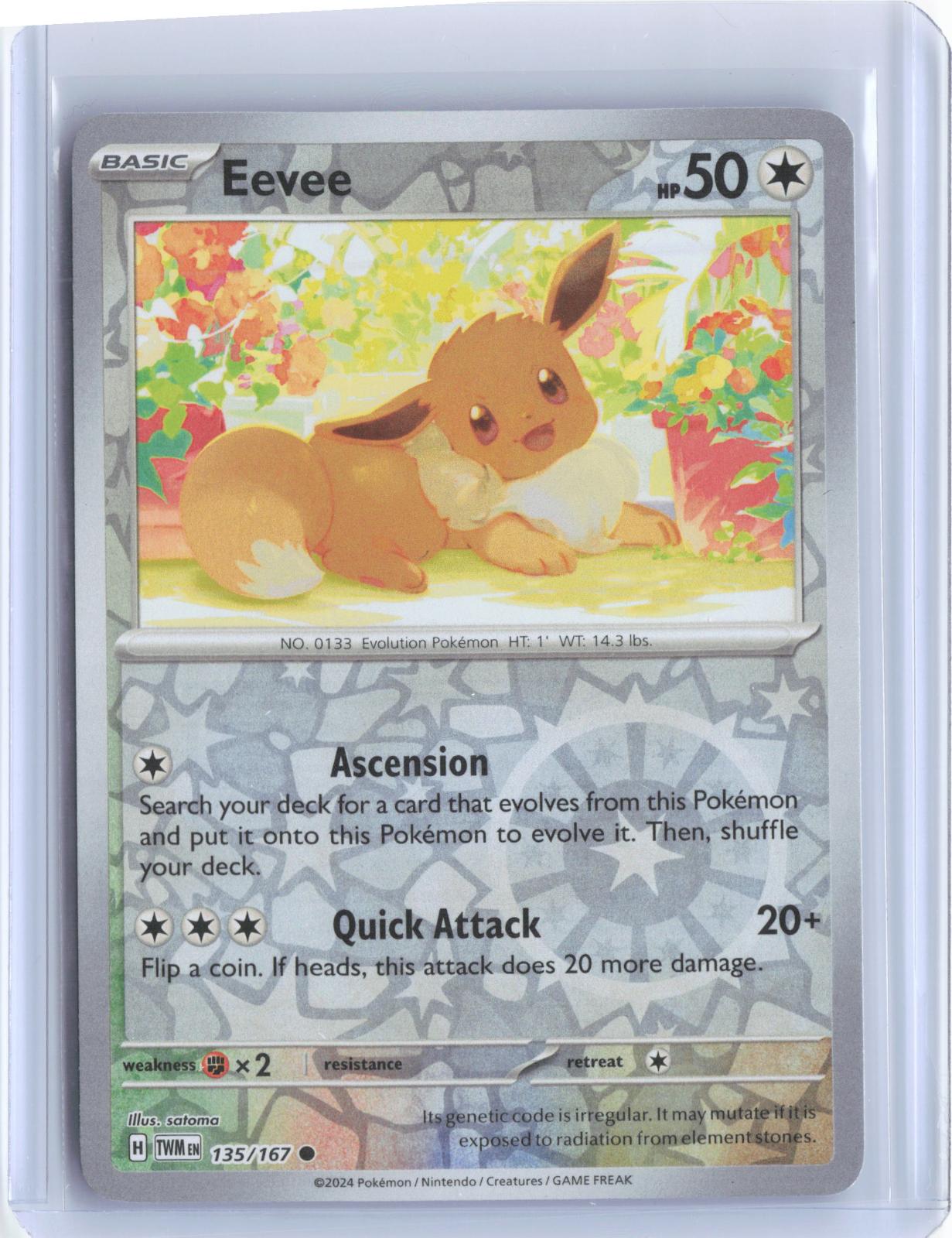 Eevee 135/167 Common Twilight Masquerade Pokemon Reverse Holo