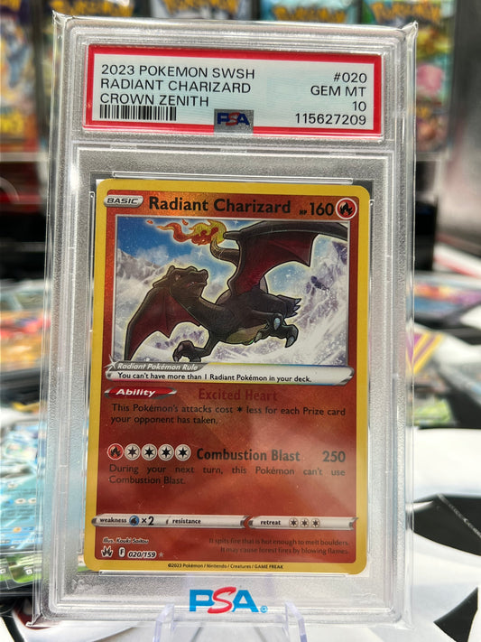 PSA 10 Radiant Charizard 020/159 - Crown Zenith (CRZ) Pokémon TCG