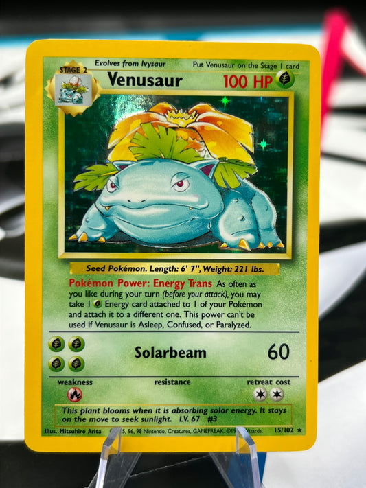 Venusaur 015/102 Holo Rare - Base Set (BS) WOTC Vintage Pokémon TCG