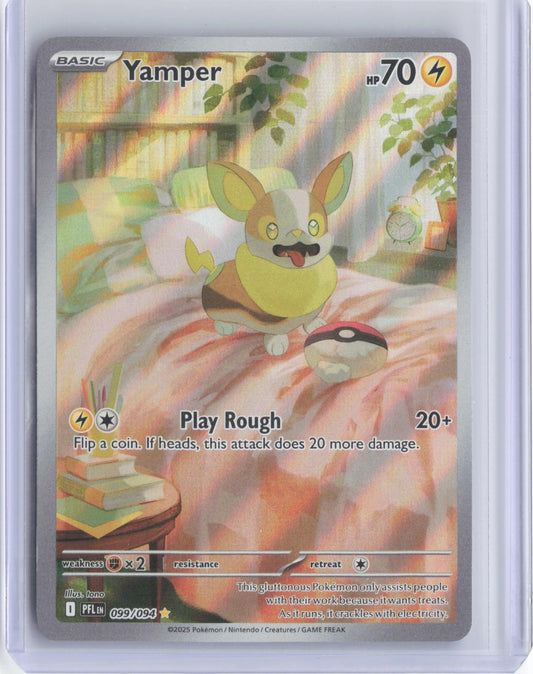 Yamper 099/094 Illustration Rare Phantasmal Flames Pokemon Holo