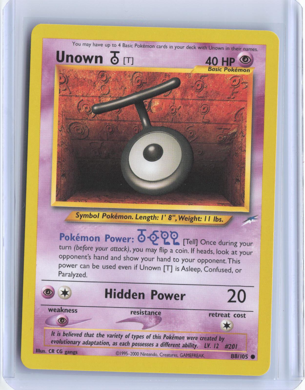 Unown [T] 88/105 Common Neo Destiny Pokemon Unlimited TCG Card