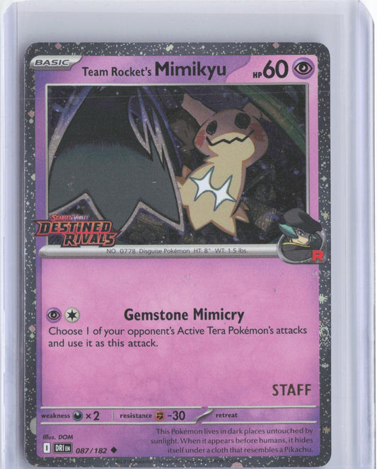 Team Rocket's Mimikyu (Prerelease) [Staff] 087/182 Holo Miscellaneous Cards & Products Pokemon