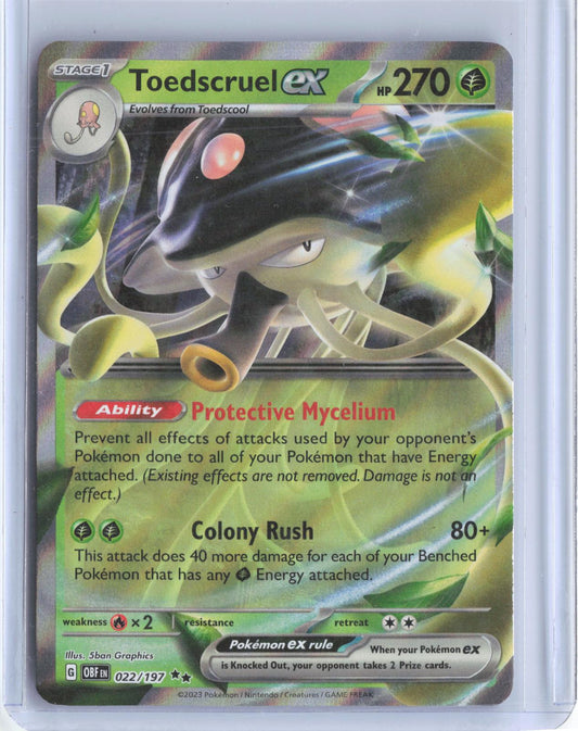 Toedscruel ex 022/197 Double Rare Obsidian Flames Pokemon Holo