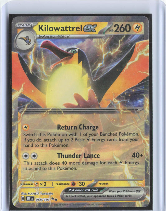 Kilowattrel ex 068/191 Double Rare Surging Sparks Pokemon Holo