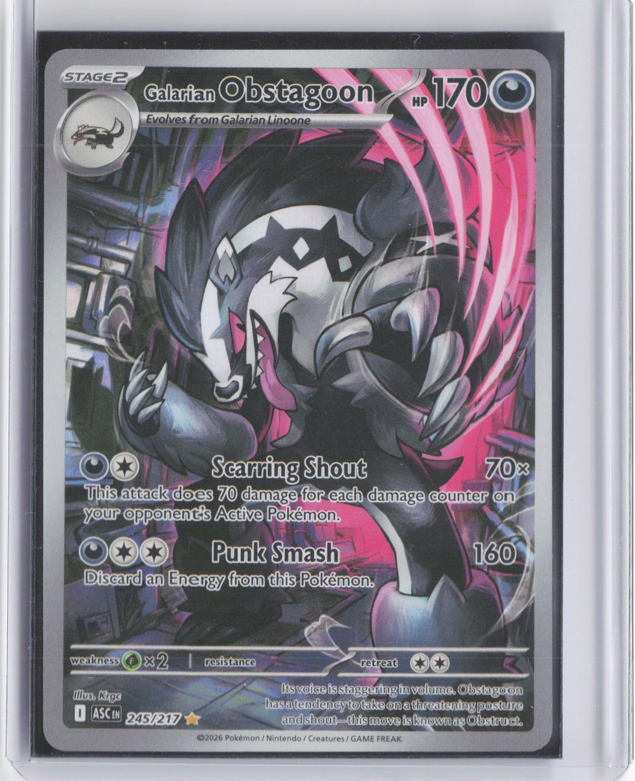 Galarian Obstagoon 245/217 Illustration Rare Ascended Heroes Pokemon Holo