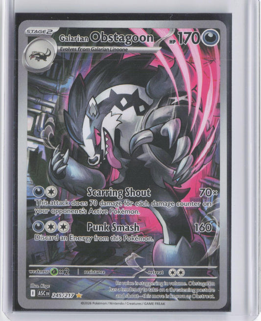Galarian Obstagoon 245/217 Illustration Rare Ascended Heroes Pokemon Holo