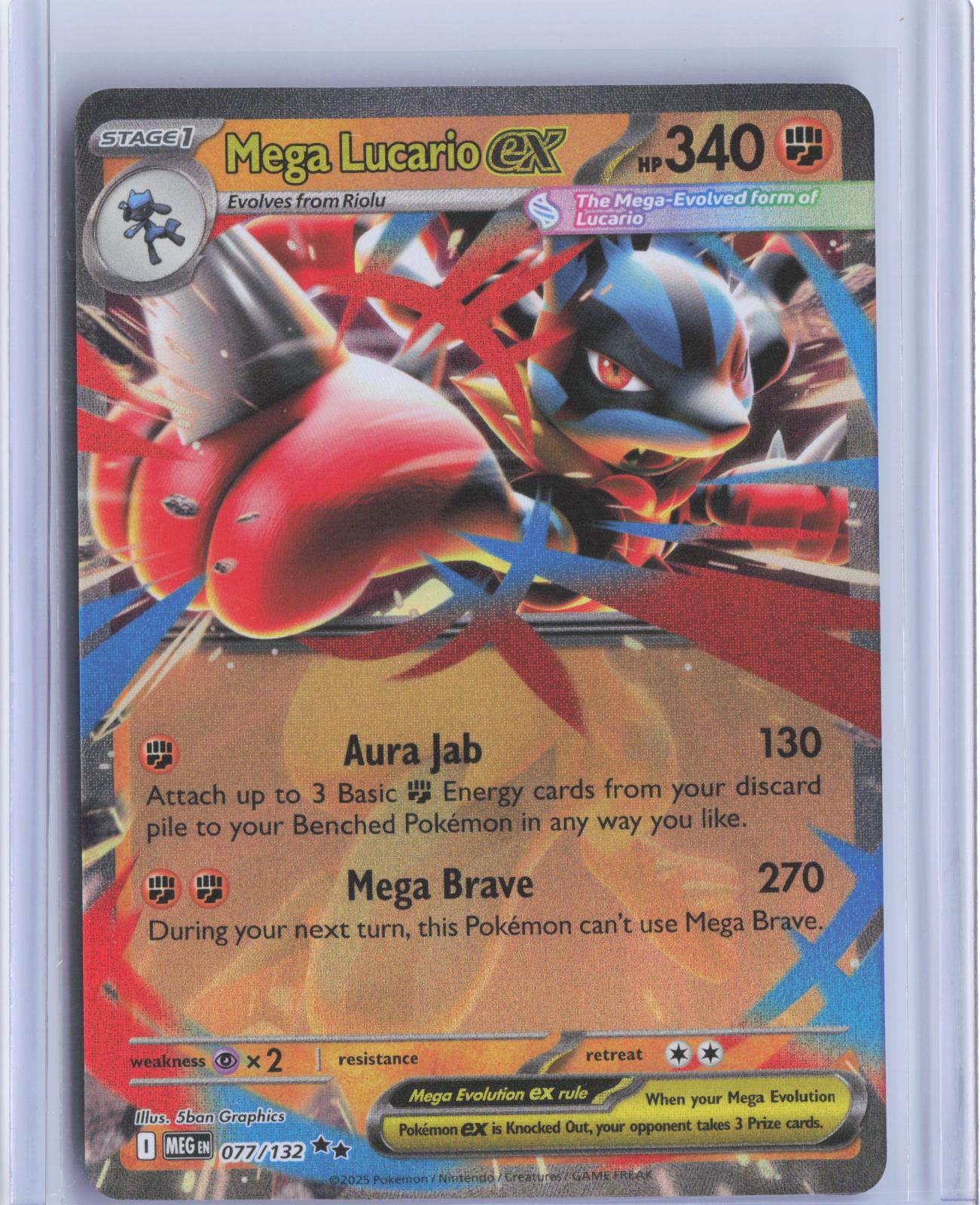 Mega Lucario ex 077/132 Double Rare Mega Evolution Pokemon Holo TCG Card