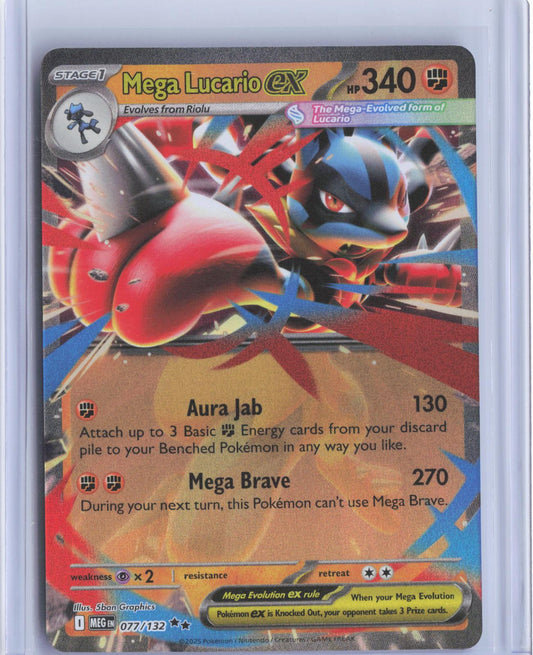 Mega Lucario ex 077/132 Double Rare Mega Evolution Pokemon Holo TCG Card