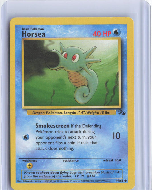 Horsea 49/62 Common Fossil Pokemon Unlimited TCG Card