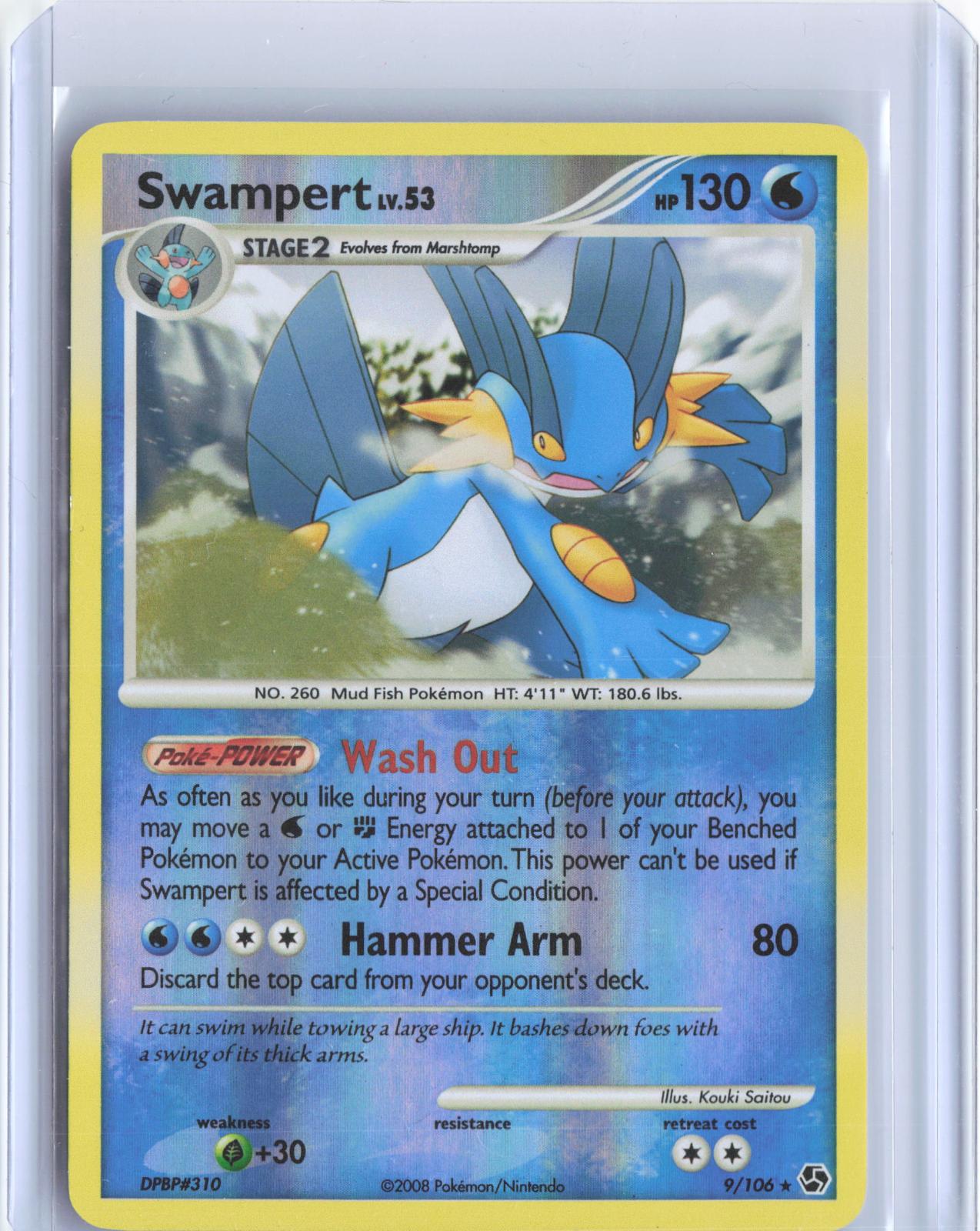 Swampert 9/106 Holo Rare Great Encounters Pokemon Reverse Holo TCG Card