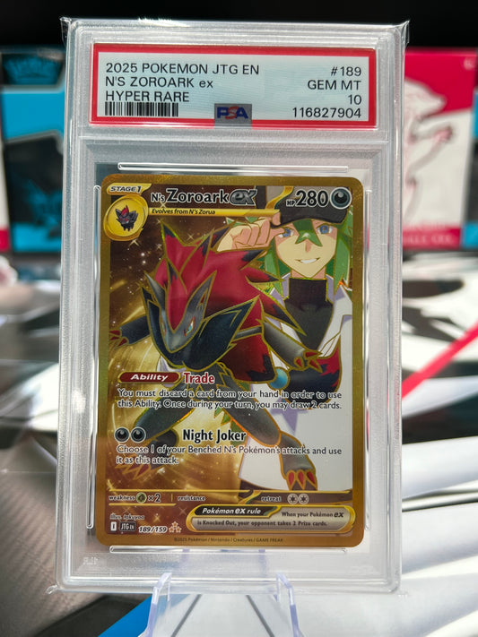 PSA 10 N's Zoroark ex - 189/159 - SV09: Journey Together (JTG) HYPER RARE GRADED POKÉMON TCG CARD