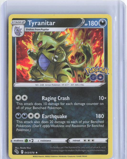 Tyranitar 043/078 Holo Rare Pokemon GO Pokemon TCG Card
