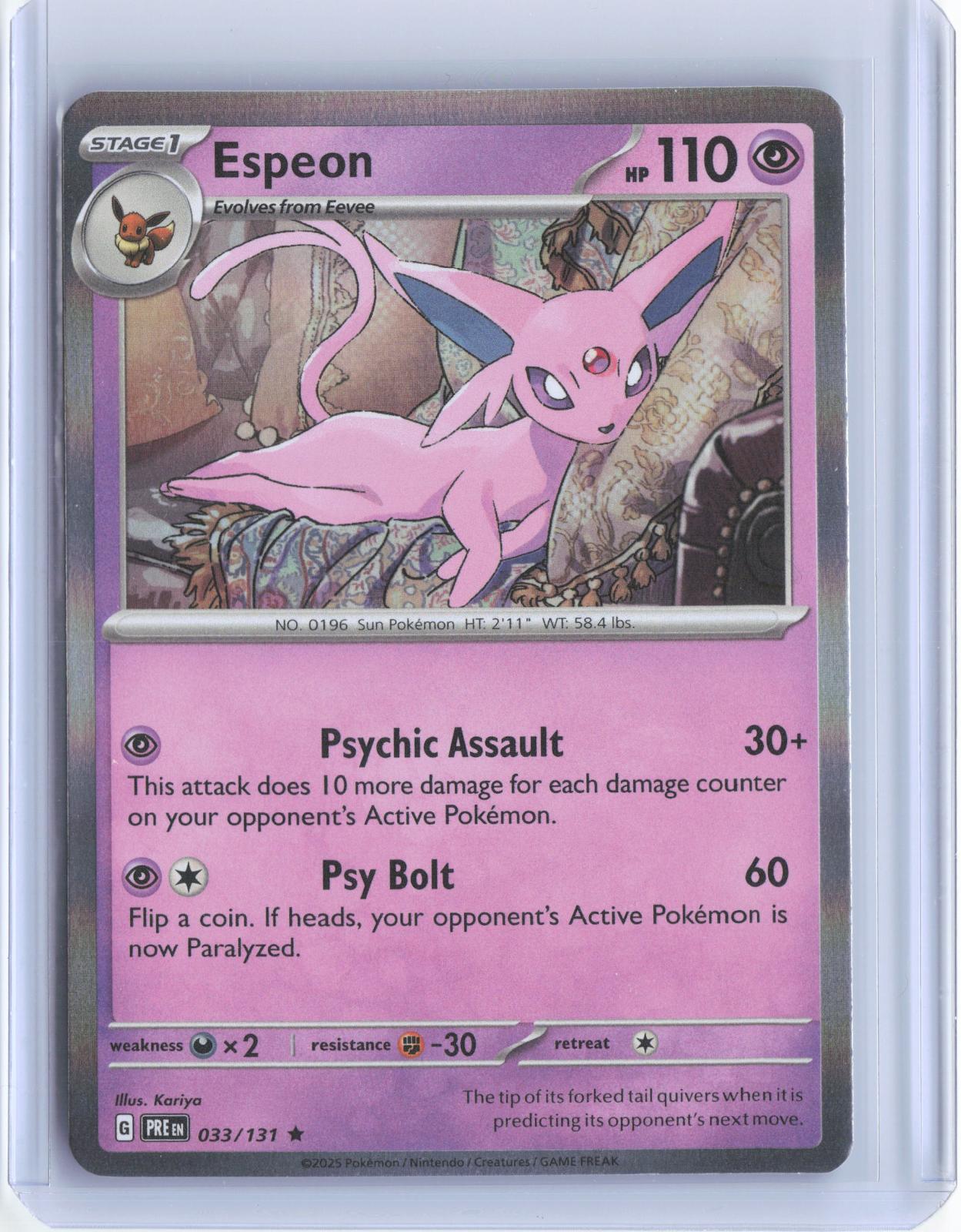 Espeon 033/131 Holo Rare Prismatic Evolutions Pokemon TCG Card