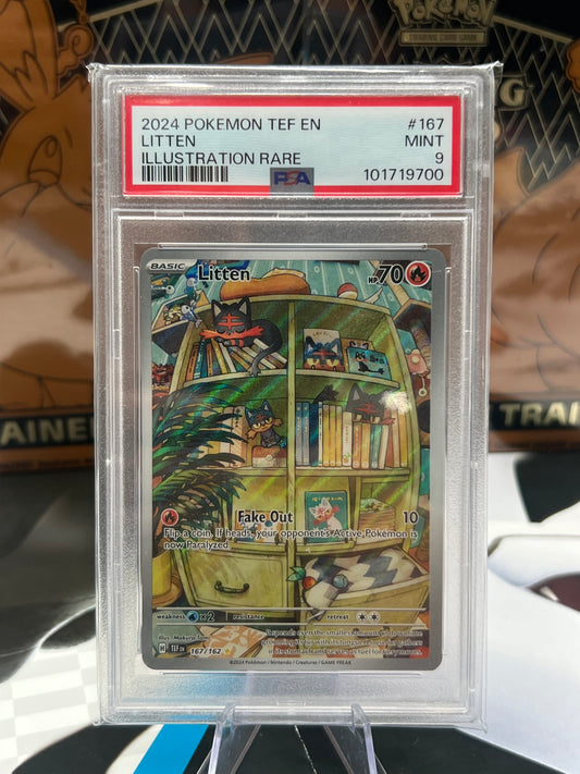 PSA 9 Litten - 167/162 - SV05: Temporal Forces (TEF) Pokémon TCG