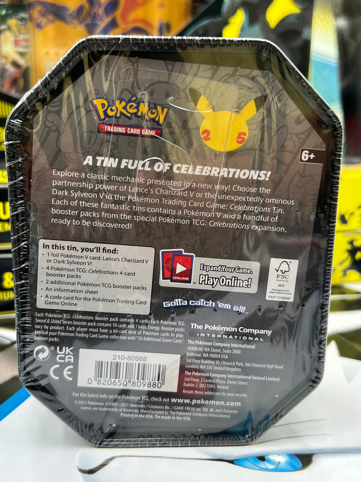 Pokemon Celebrations International Tin [Lance's Charizard V] - Celebrations (CLB) Pokémon TCG