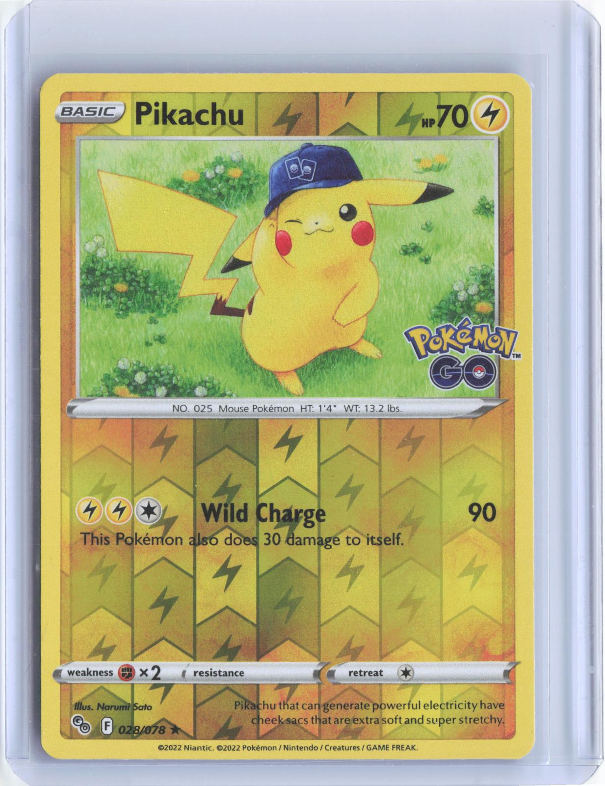 Pikachu 028/078 Holo Rare Pokemon GO Pokemon Reverse Holo TCG Card