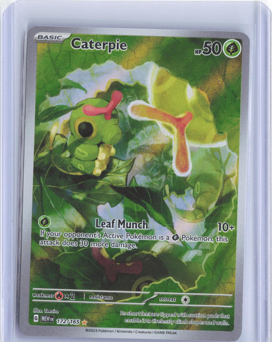 Caterpie 172/165 Illustration Rare 151 Pokemon Holo TCG Card