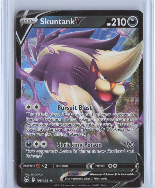 Skuntank V 108/195 Holo V Rare Silver Tempest Pokemon