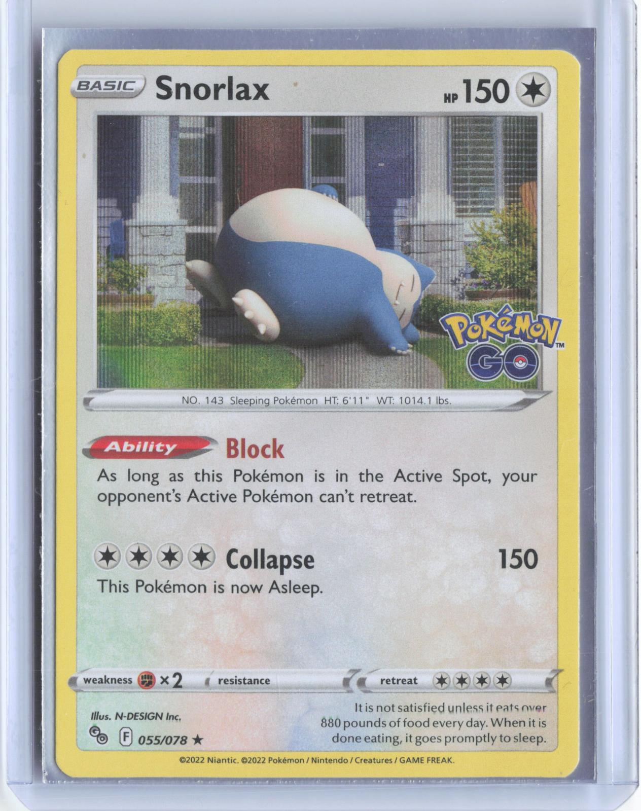 Snorlax 055/078 Holo Rare Pokemon GO Pokemon Holo TCG Card
