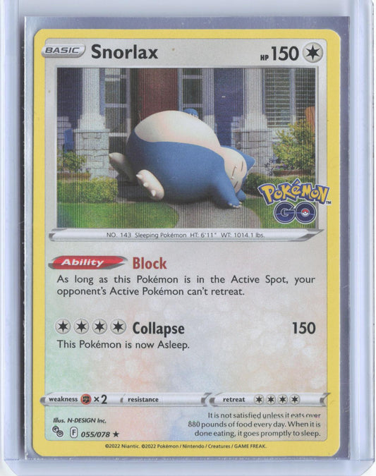 Snorlax 055/078 Holo Rare Pokemon GO Pokemon Holo TCG Card