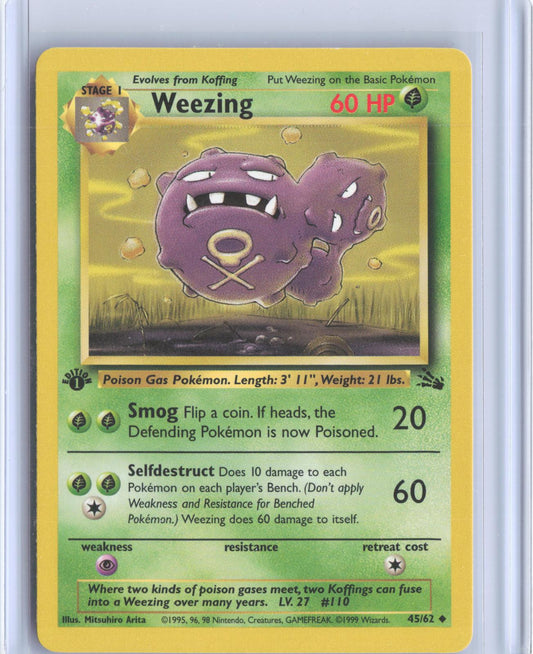 Weezing 45/62 Uncommon Fossil Pokemon 1st Edition