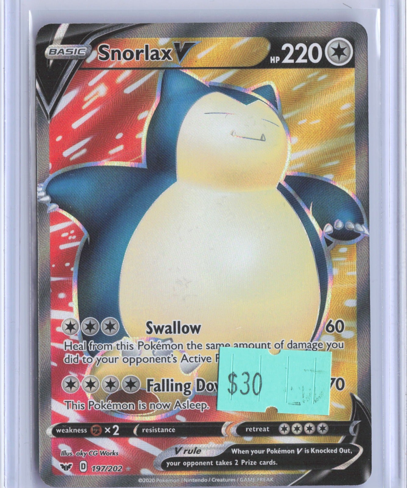 Snorlax V (Full Art) Holo Ultra Rare SWSH01: Sword & Shield Base Set 197/202