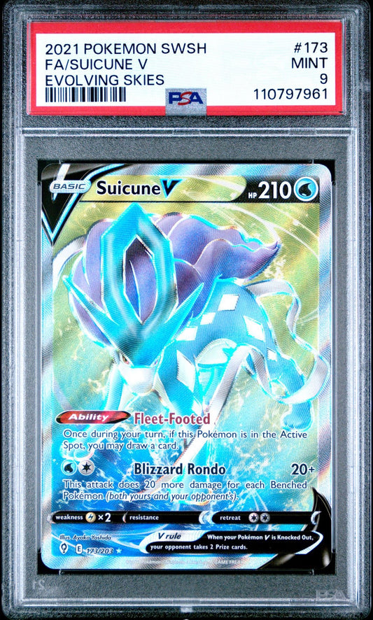 PSA 9 Suicune V 173/203 (Full Art) - SWSH07: Evolving Skies (SWSH07) POKÉMON TCG
