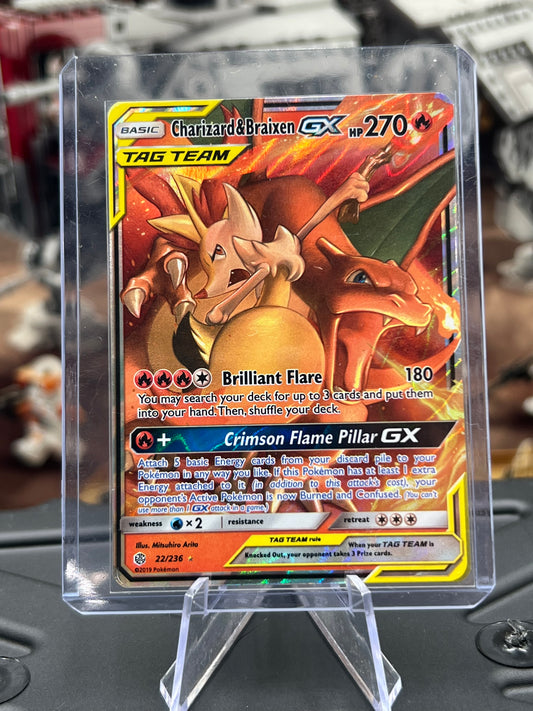 Charizard & Braixen GX 22/236 Tag Team - SM - Cosmic Eclipse (SM12) Pokémon TCG
