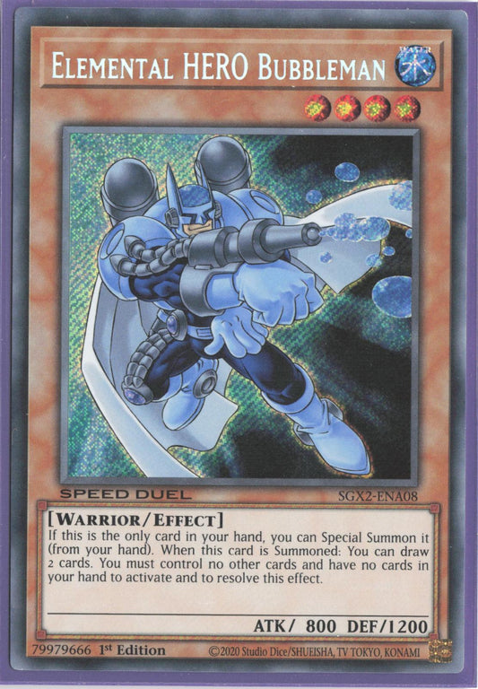 Elemental HERO Bubbleman (Secret Rare) SGX2-ENA08 Speed Duel GX: Midterm Paradox Yu-Gi-Oh 1st Edition