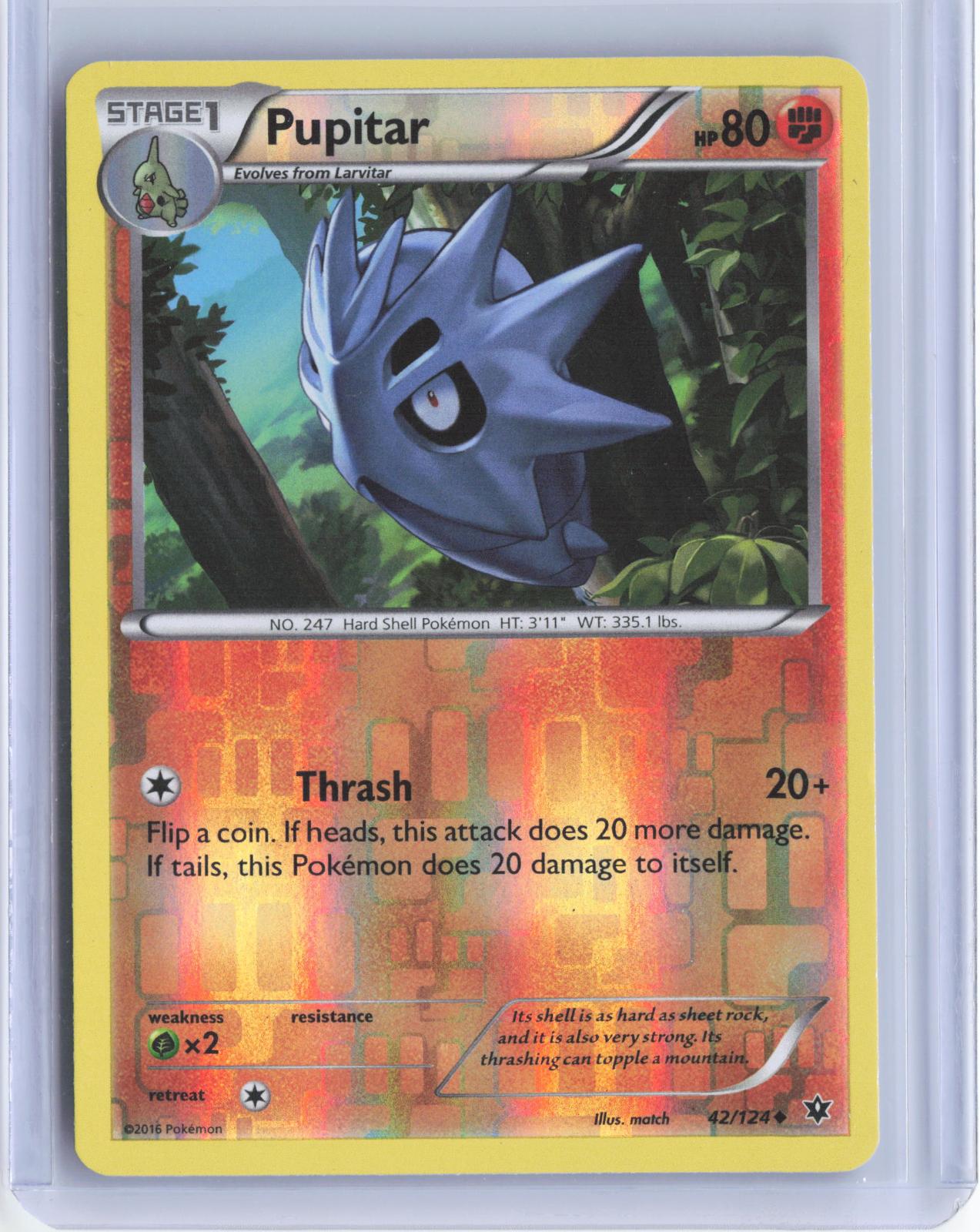 Pupitar 42/124 Uncommon Fates Collide Pokemon Reverse Holo TCG Card