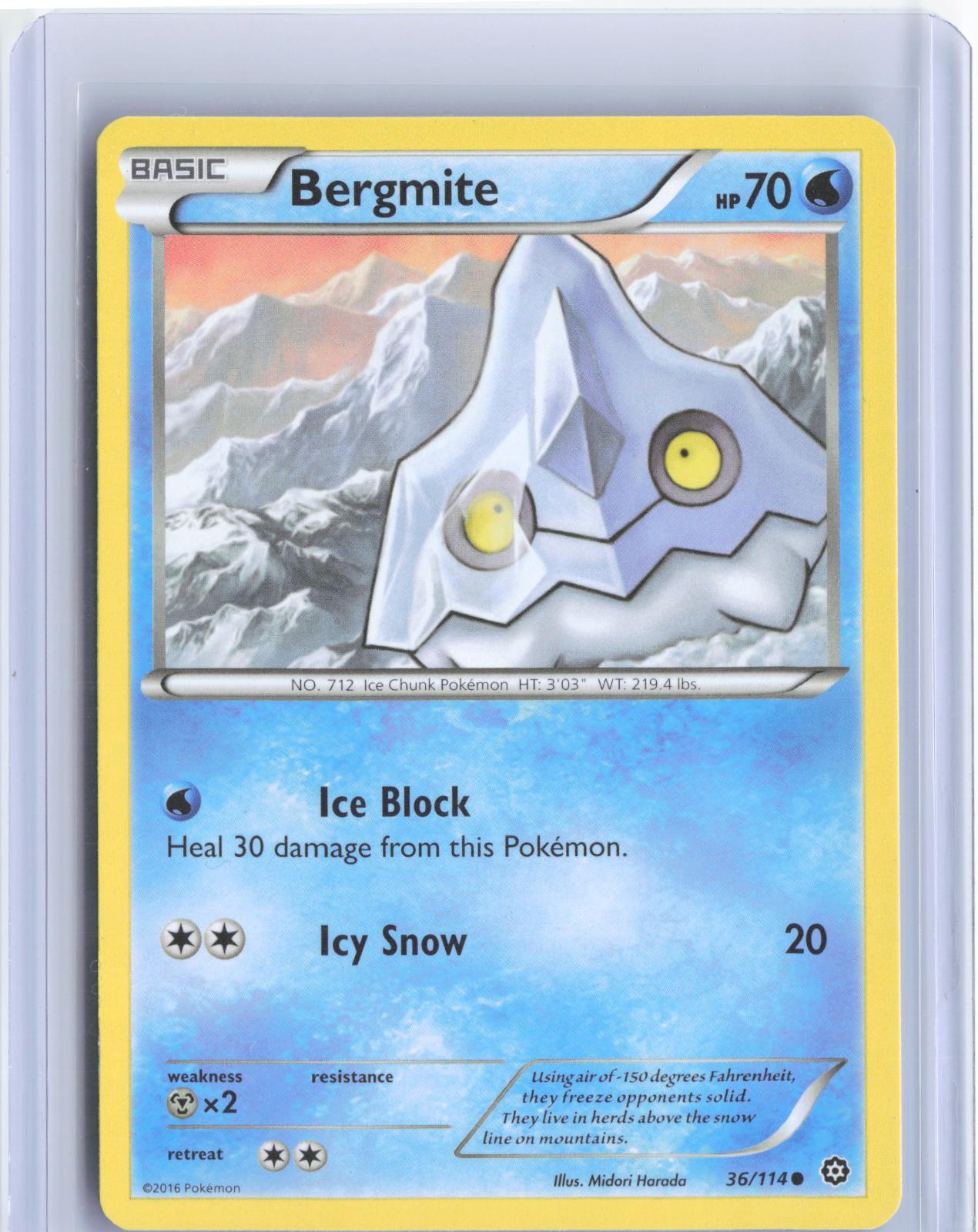 Bergmite 36/114 Common Steam Siege Pokemon TCG Card