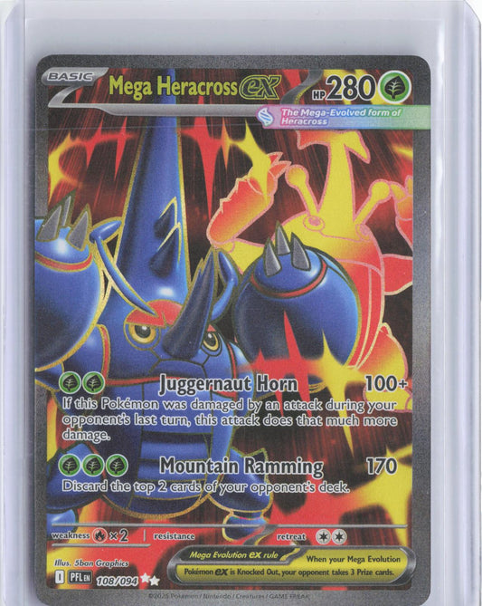 Mega Heracross ex 108/094 Ultra Rare Phantasmal Flames Pokemon Holo