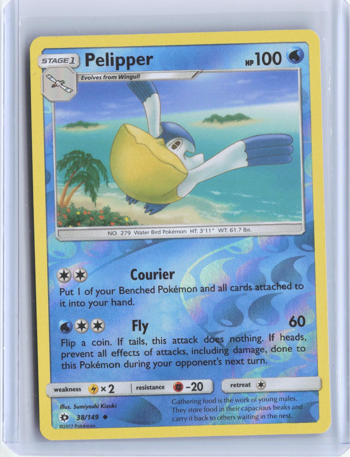 Pelipper 38/149 Uncommon SM Base Set Pokemon Reverse Holo TCG Card