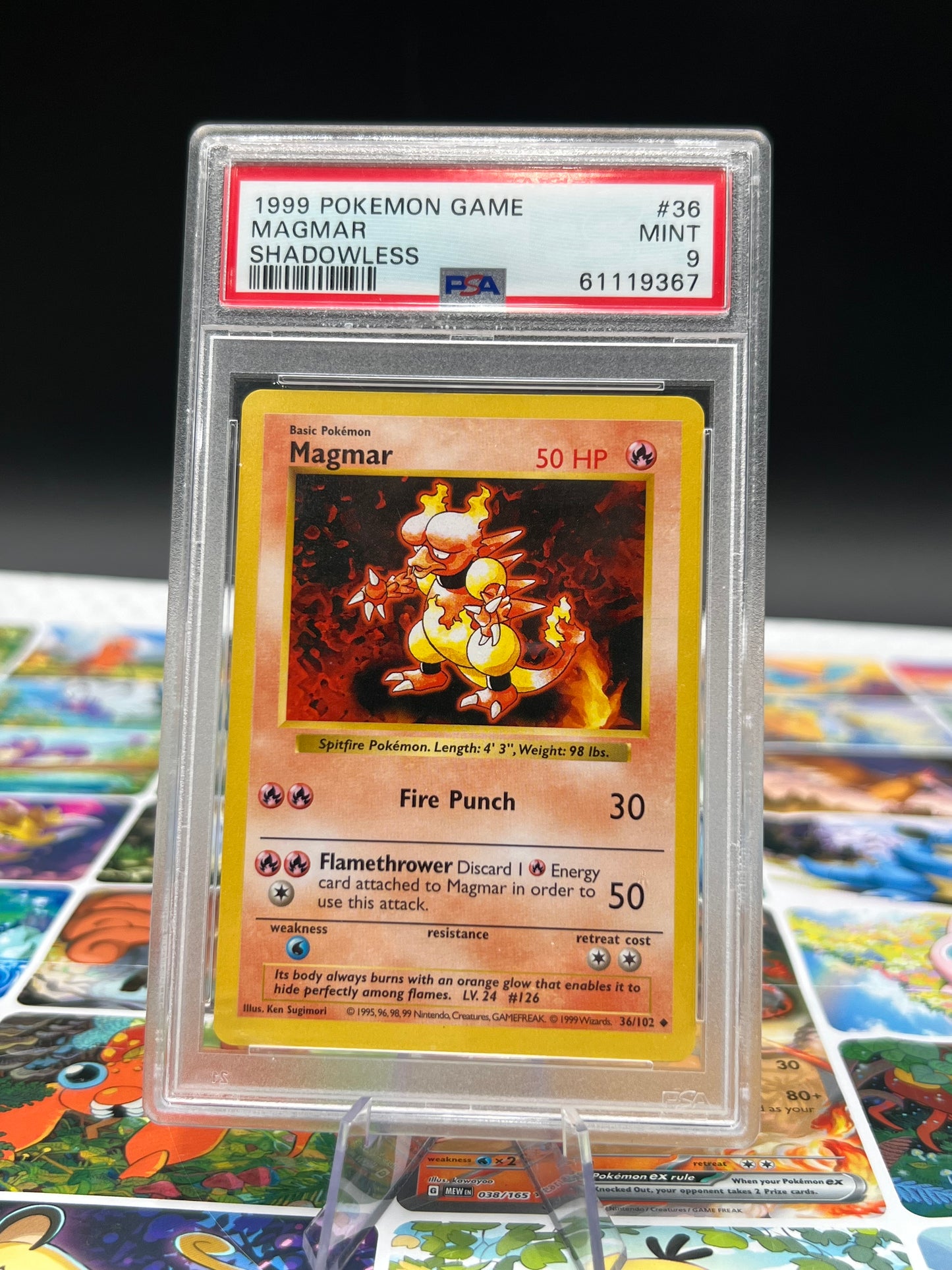 PSA 9 Magmar - Base Set 036/102 (Shadowless) (BSS) Graded Pokémon TCG