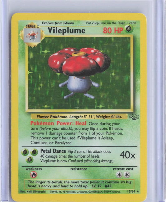 Vileplume 15/64 Holo Rare Jungle Pokemon Unlimited Holo TCG Card