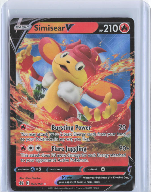 Simisear V 022/159 Holo V Rare Crown Zenith Pokemon