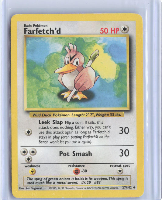 Farfetch'd 27/102 Uncommon Base Set Unlimited Pokemon TCG Card