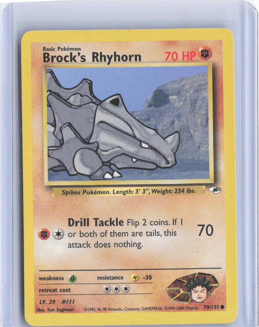 Brock's Rhyhorn 70/132 Common Gym Heroes Pokemon Unlimited TCG Card
