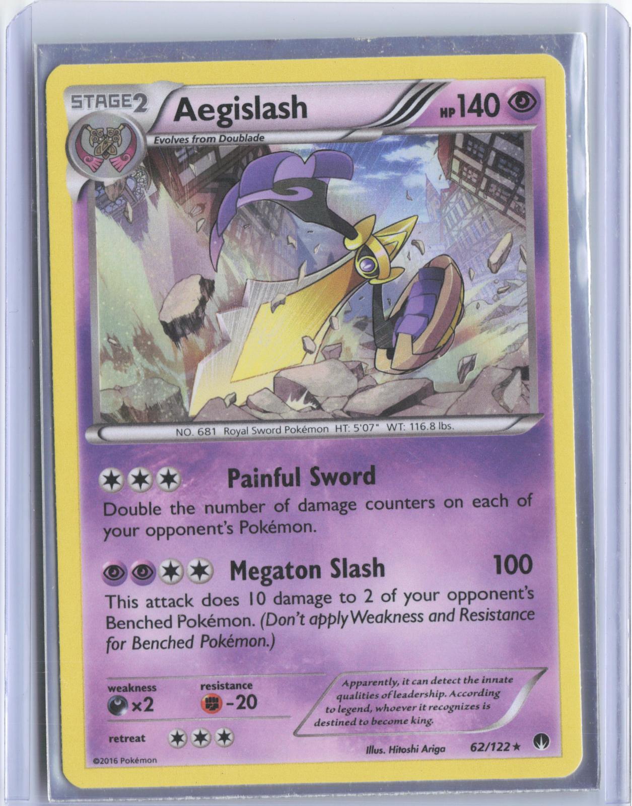 Aegislash 62/122 Holo Rare BREAKpoint Pokemon Reverse Holo TCG Card