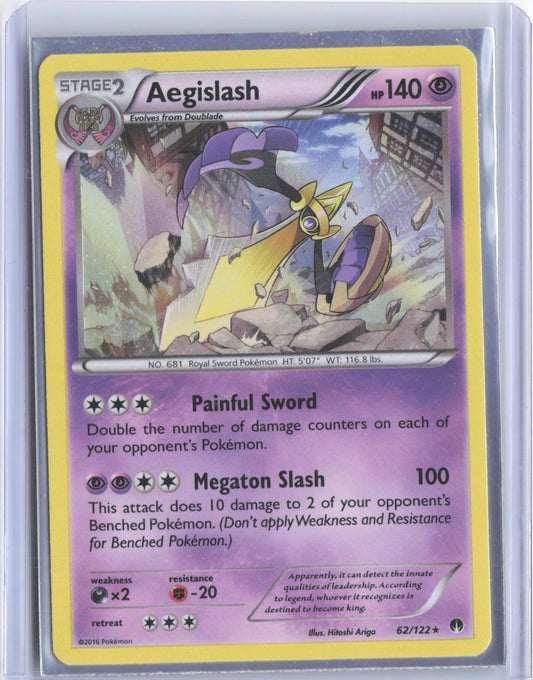 Aegislash 62/122 Holo Rare BREAKpoint Pokemon Reverse Holo TCG Card