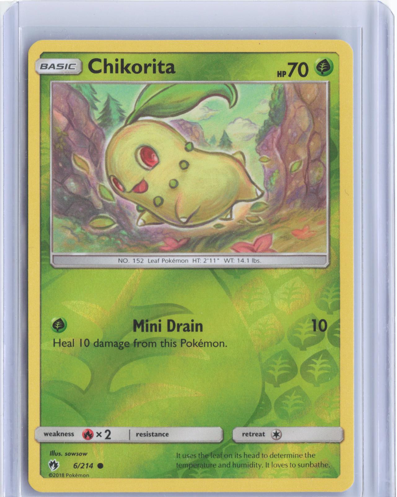 Chikorita 6/214 Common Lost Thunder Pokemon Reverse Holo TCG Card