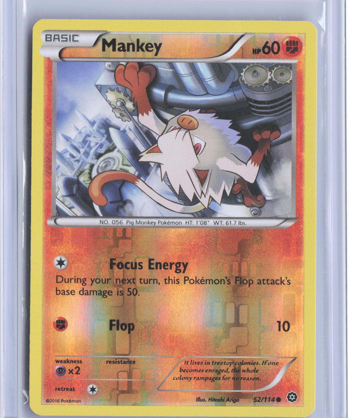 Mankey 52/114 Common Steam Siege Pokemon Reverse Holo TCG Card