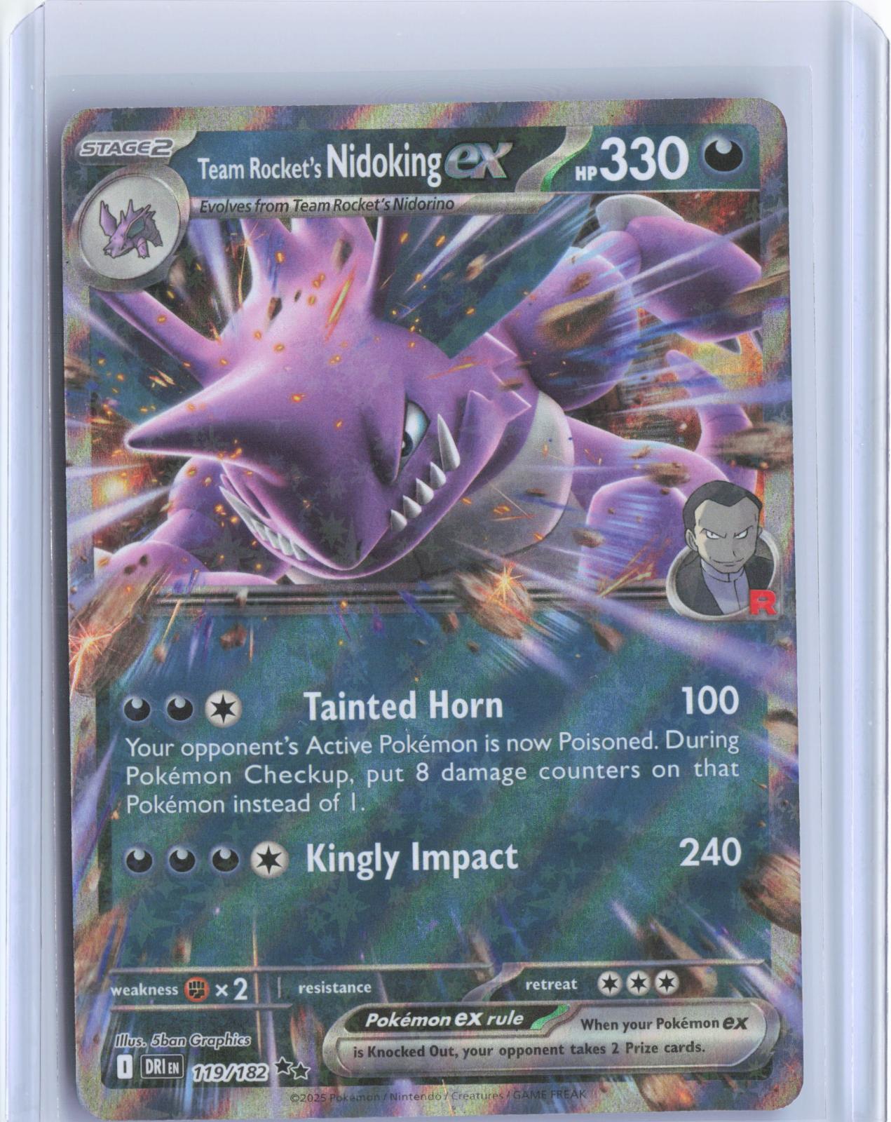 Team Rocket's Nidoking ex 119/182 Double Rare Destined Rivals Pokemon TCG Card