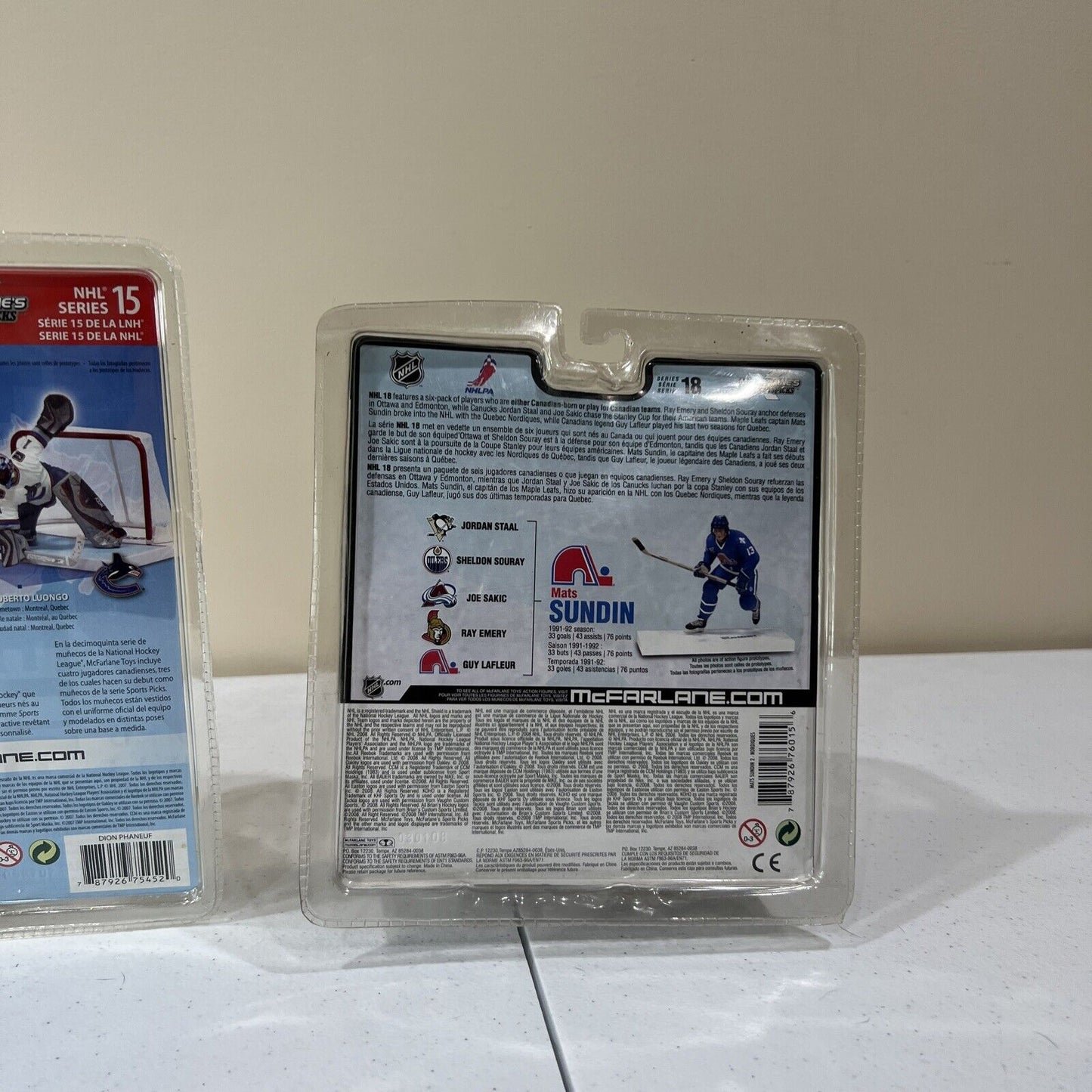 2 NHL MCFARLANE SPORTSPICKS HOCKEY DION PHANEUF & MATS SUNDIN