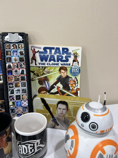 HUGE NEW STAR WARS LOT! BOBBLE HEAD, bb-8 CLOCK SEWING KIT AND MORE! BEST GIFT!