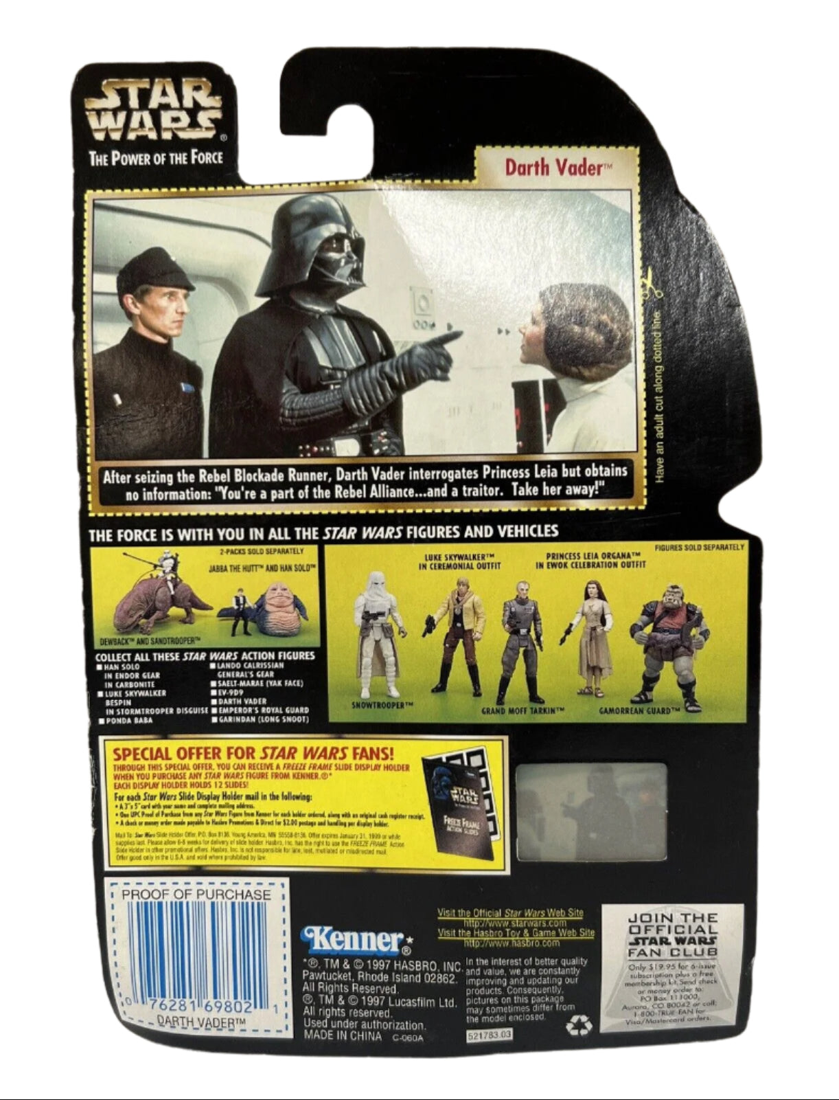 1997 Star Wars Power of the Force Darth Vader Freeze Frame Slide + 2005 ROTS
