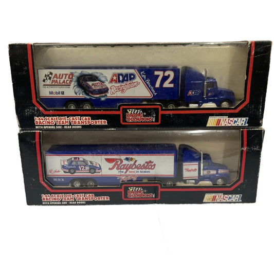 x2 1:64 DIE CAST SEMI-TRUCK RACING TRANSPORTER CHAMPIONS NASCAR KEN MOBIL 1 72