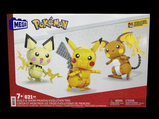 MEGA Construx Pokémon Pichu Pikachu Raichu Build and Show Evolution Trio - GYH06